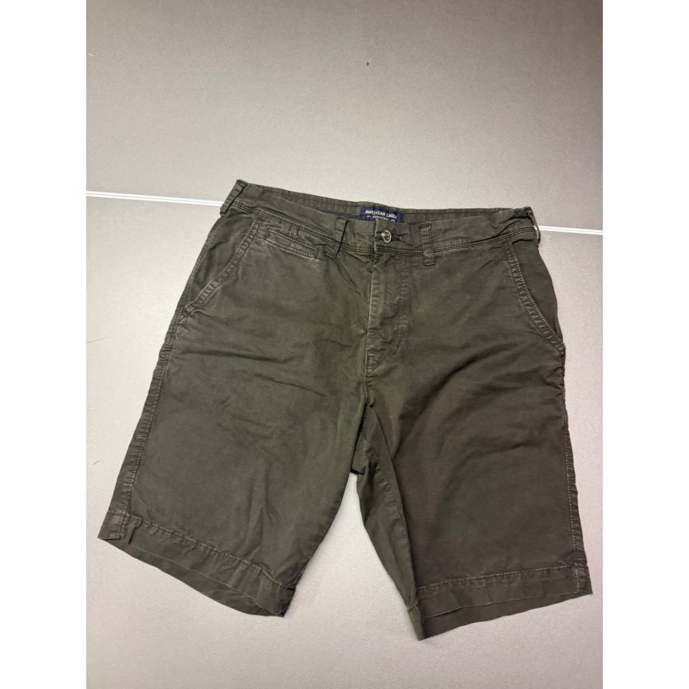 American Eagle Extreme Flex Mens Chino Shorts 31 Dark Olive Green Flat Front